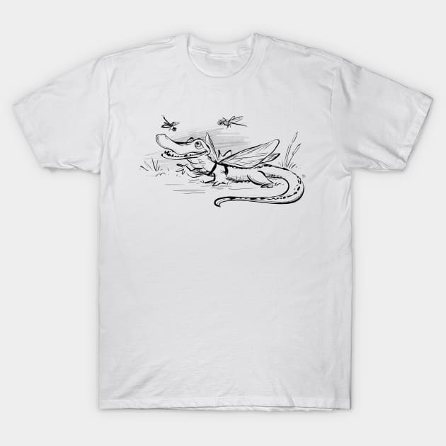 Dragonfly Gator T-Shirt by Jason's Doodles